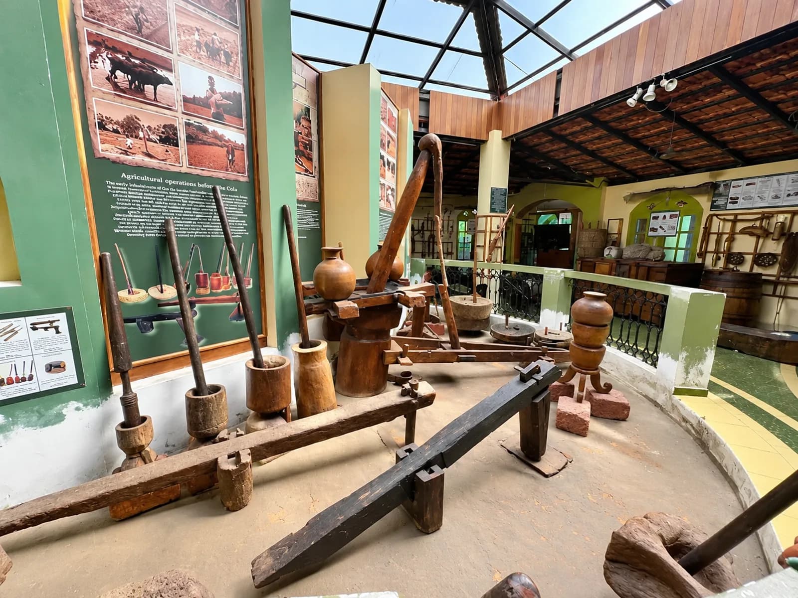 Traditional Goan farming tools and artefacts on display at Goa Chitra Museum, Benaulim